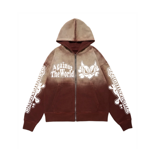 ATW LOGO DYED ZIP UP (MAROON)