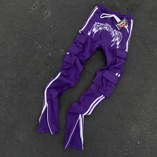 “DEEP PURPLE” EXTENDED CARGO SWEATPANTS