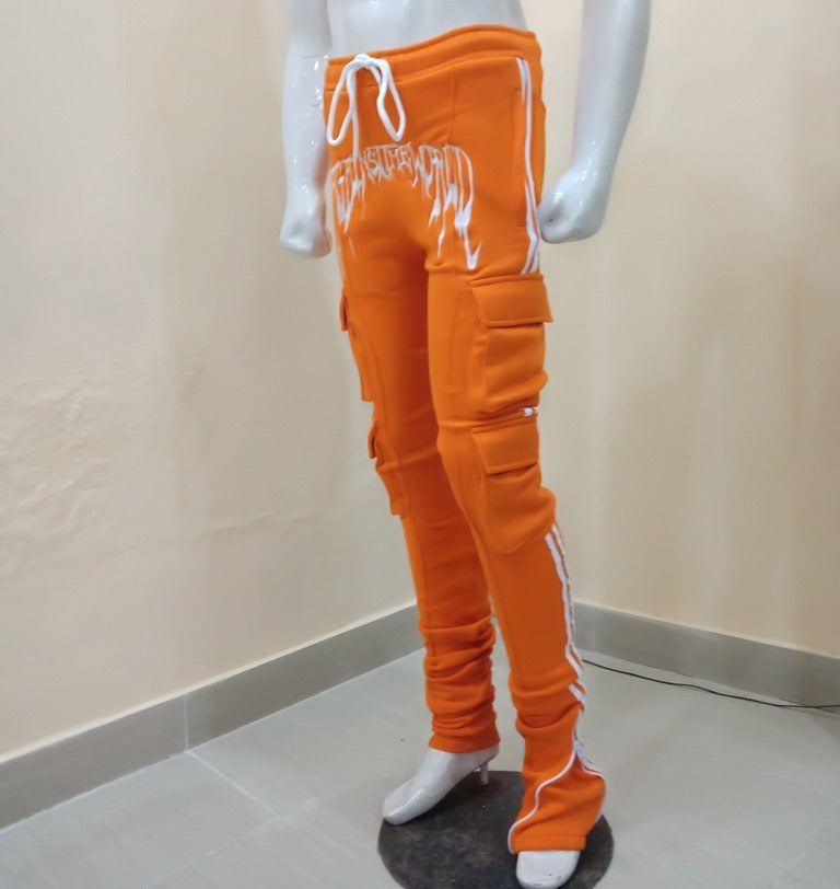 “ORANGE” EXTENDED CARGO SWEATPANTS