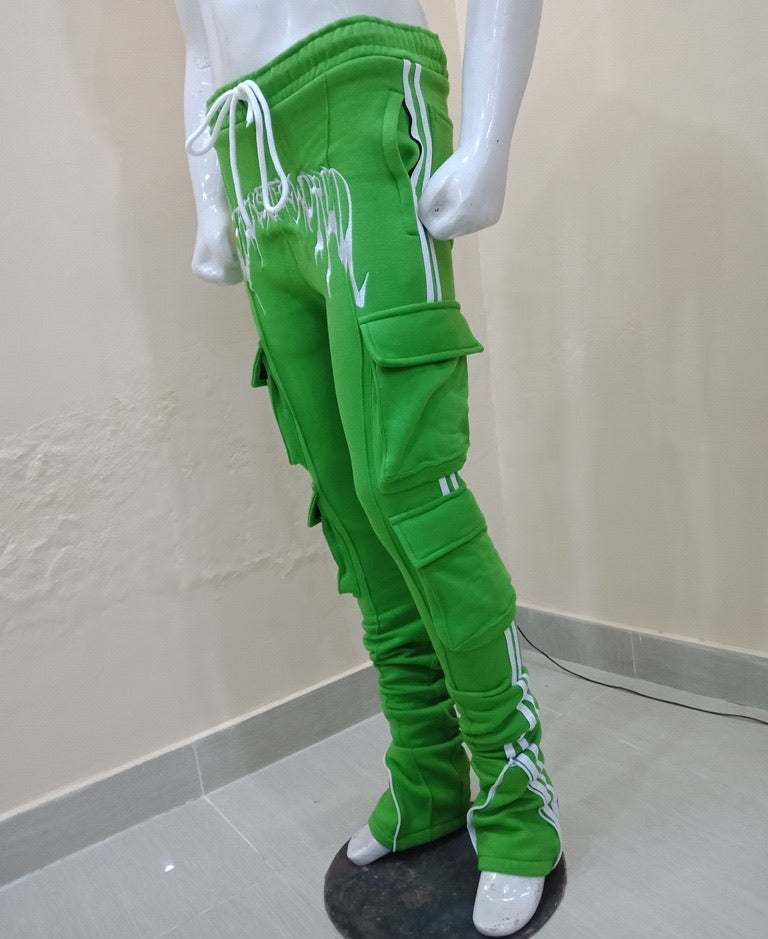 “SLIME GREEN” EXTENDED CARGO SWEATPANTS